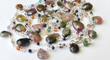 Multi Tourmaline Faceted Rondelle 2mm & Pear 5x7-6x8mm Wire Wrapped Beaded Rosary Chain 925 Silver Rosary Chain - PSG369