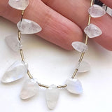 7-14 mm Rainbow Moonstone Faceted Shield Bead, Natural Both Side Faceted Fancy Beads for Necklace, 5 Pieces - PSG370