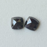 5mm Black Diamond Pair, Natural Black Square Shaped Rose Cut Faceted Cushion Diamond Flat Back Cabochon for Earring - PDD776