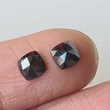 5mm Black Diamond Pair, Natural Black Square Shaped Rose Cut Faceted Cushion Diamond Flat Back Cabochon for Earring - PDD776