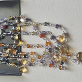 Citrine Faceted Heart 5-6mm & Multi Gemstone Rondelle 2.5mm Wire Wrapped Beaded Rosary Chain 925 Silver Polish Smoky Necklace - PSG379