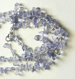 Tanzanite Rough Beads 3-5mm & Drop 4x6-5x8mm Wire Wrapped Beaded Rosary Chain 925 Silver Tanzanite Rosary Chain for Necklace - PSG380