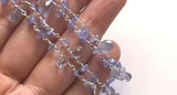 Tanzanite Rough Beads 3-5mm & Drop 4x6-5x8mm Wire Wrapped Beaded Rosary Chain 925 Silver Tanzanite Rosary Chain for Necklace - PSG380