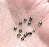 Green Blue MELEE Diamonds, 2-2.5mm Round Rose Cut Flat Back Cabochon Faceted Blue Green Diamond For Jewelry (2Pcs To 4Pcs) - PPKJ159