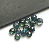 Green Blue MELEE Diamonds, 2-2.5mm Round Rose Cut Flat Back Cabochon Faceted Blue Green Diamond For Jewelry (2Pcs To 4Pcs) - PPKJ159