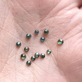 Green Blue MELEE Diamonds, 2-2.5mm Round Rose Cut Flat Back Cabochon Faceted Blue Green Diamond For Jewelry (2Pcs To 4Pcs) - PPKJ159