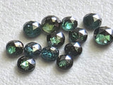 Green Blue MELEE Diamonds, 2-2.5mm Round Rose Cut Flat Back Cabochon Faceted Blue Green Diamond For Jewelry (2Pcs To 4Pcs) - PPKJ159