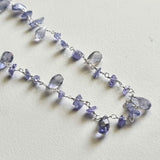 Tanzanite Rough Beads 3-5mm & Drop 4x6-5x8mm Wire Wrapped Beaded Rosary Chain 925 Silver Tanzanite Rosary Chain for Necklace - PSG380
