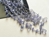 Tanzanite Rough Beads 3-5mm & Drop 4x6-5x8mm Wire Wrapped Beaded Rosary Chain 925 Silver Tanzanite Rosary Chain for Necklace - PSG380