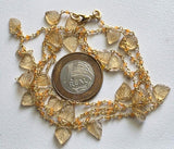 Citrine Faceted Rondelle 2mm & Leaf Carving 8-11mm Wire Wrapped Beaded Rosary Chain 925 Silver Gold Polish Citrine Rosary Chain Necklace - PSG381