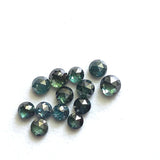 Green Blue MELEE Diamonds, 2-2.5mm Round Rose Cut Flat Back Cabochon Faceted Blue Green Diamond For Jewelry (2Pcs To 4Pcs) - PPKJ159