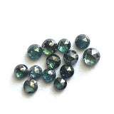 Green Blue MELEE Diamonds, 2-2.5mm Round Rose Cut Flat Back Cabochon Faceted Blue Green Diamond For Jewelry (2Pcs To 4Pcs) - PPKJ159
