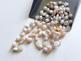 Pink Opal Faceted Heart 5-6mm & Pink Opal Oval 6mm Wire Wrapped Beaded Rosary Chain 925 Silver Gold Polish for Necklace - PSG384