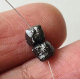 4.5mm 2 Pieces Black Drilled Rough Raw Uncut Diamond Beads For Jewelry-PPKJ163