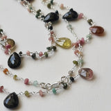 Tourmaline Rondelle 3.5mm & Pear 7x9-9x11mm Wire Wrapped Rosary Chain -PSG388