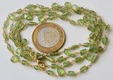 Peridot Faceted Pear 5-6mm & Drum Plain 5-7mm Wire Wrapped Rosary Chain-PSG389