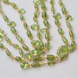 Peridot Faceted Pear 5-6mm & Drum Plain 5-7mm Wire Wrapped Rosary Chain-PSG389