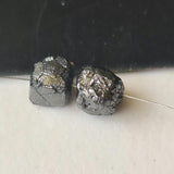 4.5mm 2 Pieces Black Drilled Rough Raw Uncut Diamond Beads For Jewelry-PPKJ163