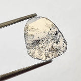 9.3mm Salt And Pepper Diamond Slice, 0.57 Cts Huge Faceted Polki Slice Diamond
