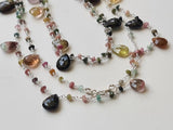 Tourmaline Rondelle 3.5mm & Pear 7x9-9x11mm Wire Wrapped Rosary Chain -PSG388