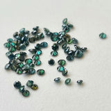 Melee Green Diamonds, 1.5-2mm Round Brilliant Solitaire Faceted Peacock Diamond