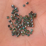Melee Green Diamonds, 1.5-2mm Round Brilliant Solitaire Faceted Peacock Diamond