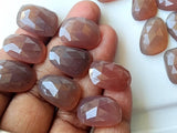 16-19mm Brown Color Chalcedony Cabochons, 5 Pieces Faceted Free Form Shape Chalcedony Flat Back Cabochons For Jewelry - PNG39