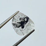9.4x8.4mm Salt And Pepper Diamond Slice, 0.5 Ct Faceted Salt & Pepper Diamond Polki Slice Loose Jewelry - PDD886