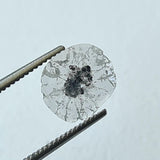 8.4x7.4mm Salt And Pepper Diamond Slice, Loose 0.36 Ct Faceted Salt & Pepper Diamond Polki Slice Jewelry - PDD888