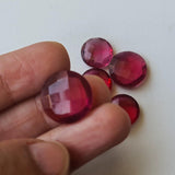 11.5-16 mm Ruby Pink Colored Quartz, 3 Pieces Faceted Ruby Pink Hydro Quartz Round Shaped Stones, Coin Double Side Cut For Jewelry - PSG390