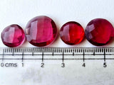 11.5-16 mm Ruby Pink Colored Quartz, 3 Pieces Faceted Ruby Pink Hydro Quartz Round Shaped Stones, Coin Double Side Cut For Jewelry - PSG390