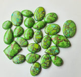 15x22-18x32mm Green Copper Turquoise Natural Cabochons, 10 Pcs Plain Flat Back