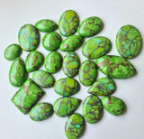 Green Copper Turquoise Natural Cabochons, Pieces Green Turquoise Plain Flat Back Cabochons For Jewelry (A And B) - GODP944B