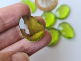 14-17mm Peridot Color Rose Cut, Hydro Quartz Rosecut, Green Cabochon For Jewelry