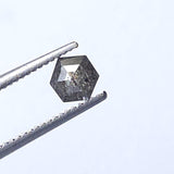 4.5x3.9mm Salt And Pepper 0.34 Cts Fancy Hexagon Shape Rose Cut Diamond, Flat Back Hexagon Loose Diamond for Ring - PDD892