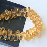 6x9 mm Citrine Faceted Tear Drop Beads, Citrine Drop Briolettes, Citrine Drop
