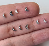 4mm/4.5mm/5mm Black Salt and Pepper Half Crescent Moon Rose Cut Diamond Loose Cabochon, Calibrated Moon Shape Diamond for Jewelry (1Pc to 2 Pcs) - PDD898