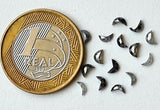 4mm/4.5mm/5mm Black Salt and Pepper Half Crescent Moon Rose Cut Diamond Loose Cabochon, Calibrated Moon Shape Diamond for Jewelry (1Pc to 2 Pcs) - PDD898