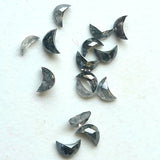 4mm/4.5mm/5mm Black Salt and Pepper Half Crescent Moon Rose Cut Diamond Loose Cabochon, Calibrated Moon Shape Diamond for Jewelry (1Pc to 2 Pcs) - PDD898