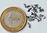 3mm Black Salt and Pepper Half Crescent Moon Rose Cut Diamond Loose Cabochon, Calibrated Moon Shape Diamond (2Pcs to 5Pcs) - PDD903
