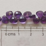 6-7mm African Amethyst Micro Faceted Heart Shaped Briolette, Purple Faceted Heart Amethyst (20Pcs To 40Pcs) - PAG28