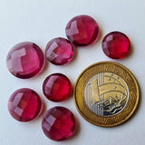 11.5-16 mm Ruby Pink Colored Quartz, 3 Pieces Faceted Ruby Pink Hydro Quartz Round Shaped Stones, Coin Double Side Cut For Jewelry - PSG390