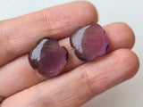 15mm Purple Hydro Quartz Fancy Floral Cabochon, Purple Hydro Quartz Clover Shape