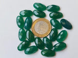 10x18mm Green Onyx Oval Rose Cut Flat Back Cabochons, Faceted Green Onyx