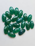 10x18mm Green Onyx Oval Rose Cut Flat Back Cabochons, Faceted Green Onyx