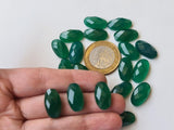 12x20mm Green Onyx Rose Cut Cabochons, Green Onyx Faceted Oval Flat Back