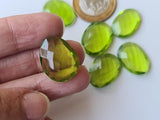 12x15mm To 15x20mm Peridot Colored Hydro Quart Rose Cut Flat Back Cabochons