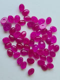 8x10mm Hot Pink Chalcedony Oval Plain Cabochons, Pink Chalcedony Flat Back