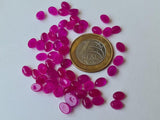 8x10mm Hot Pink Chalcedony Oval Plain Cabochons, Pink Chalcedony Flat Back
