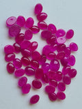 8x10mm Hot Pink Chalcedony Oval Plain Cabochons, Pink Chalcedony Flat Back